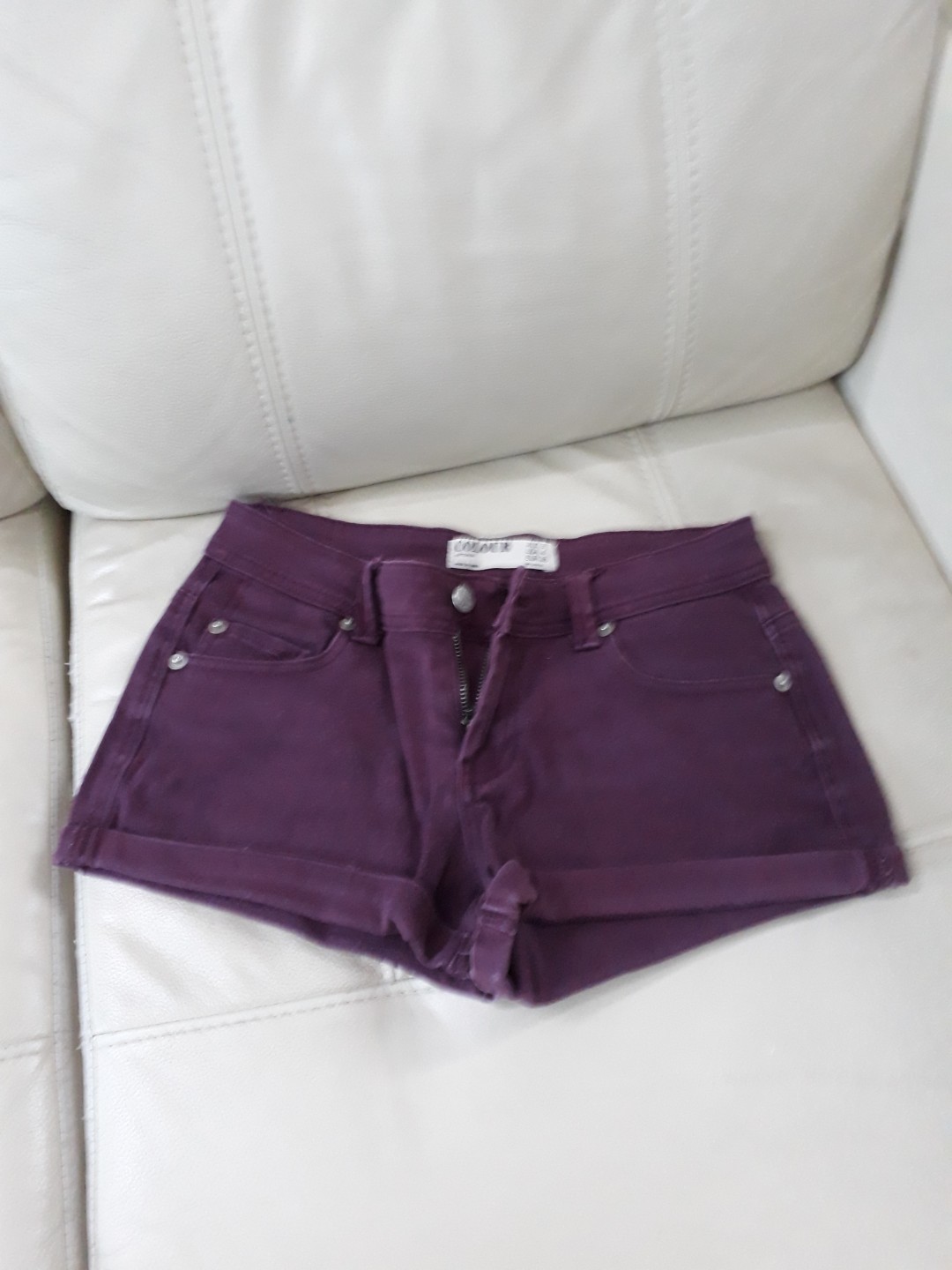 Cotton On Mid Waist Purple Denim Shorts 