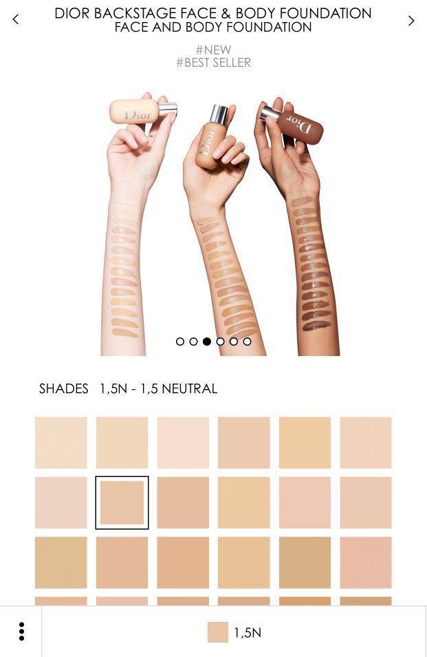 dior face and body foundation shades