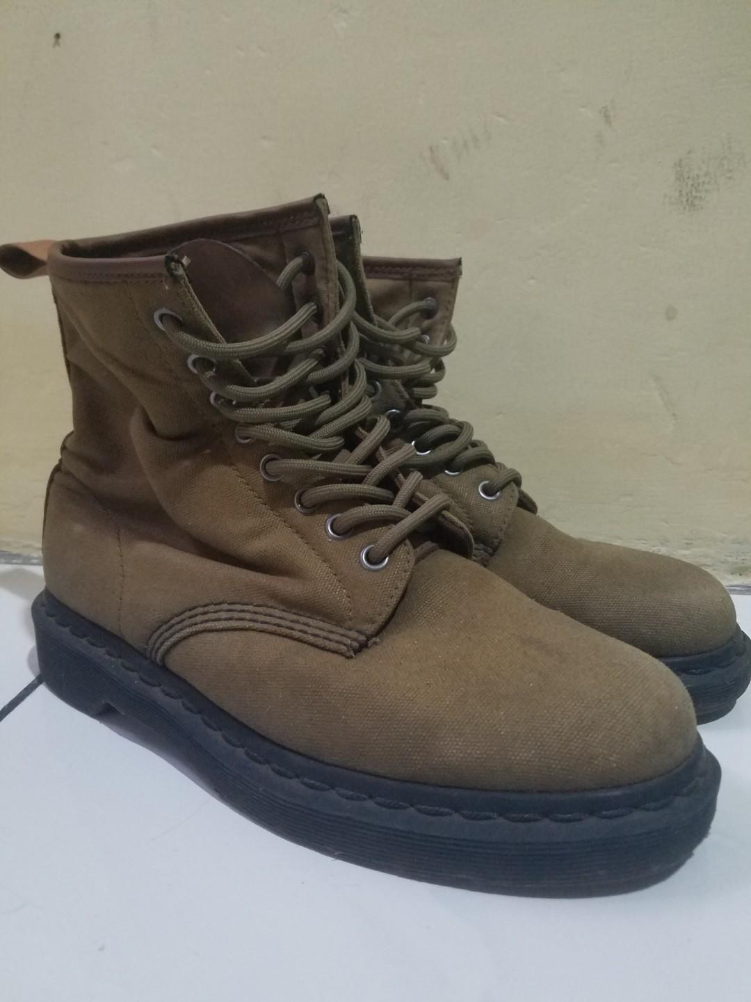 green canvas doc martens