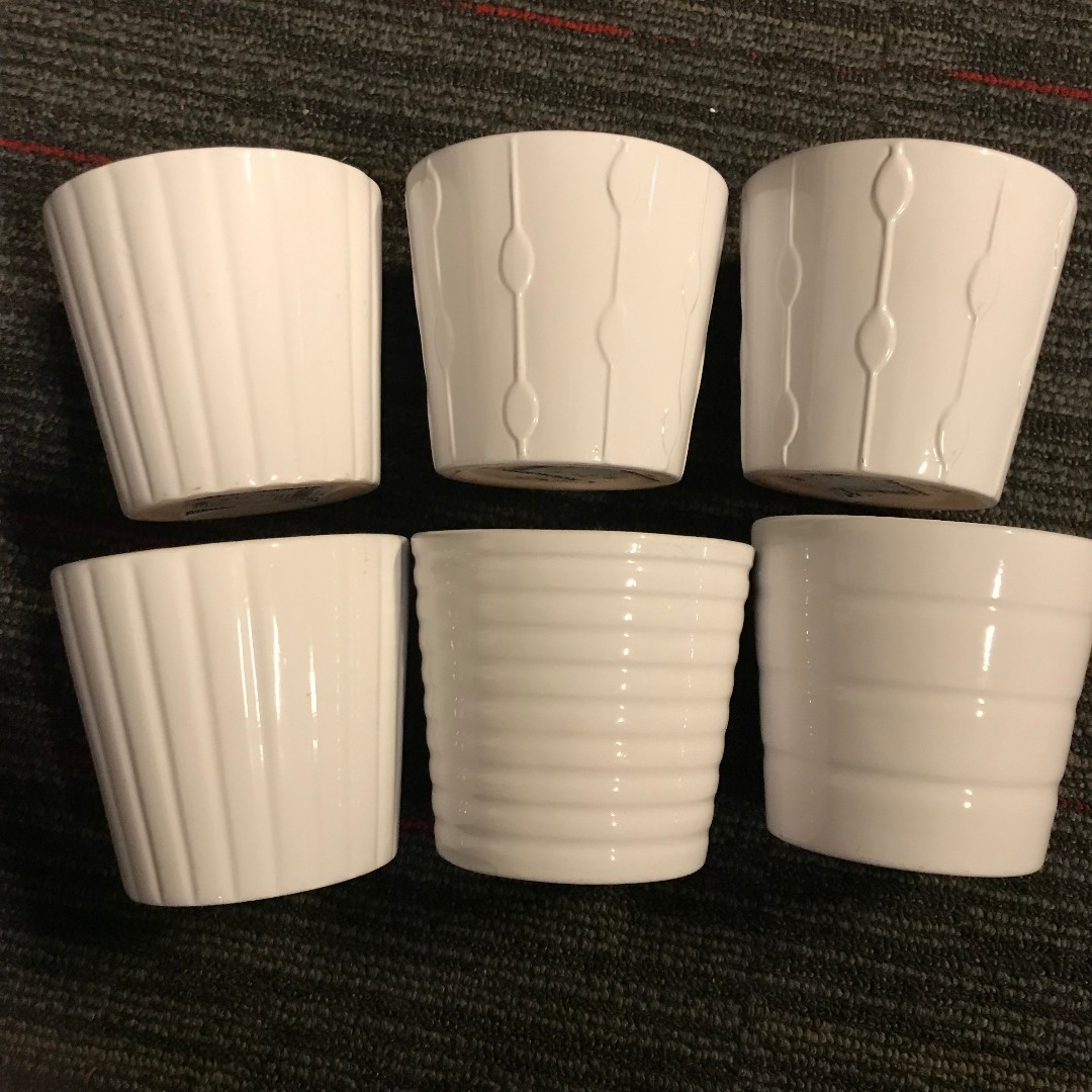 Ikea Kardemumma White Ceramic Flower Plant Pots Gardening Pots Planters On Carousell