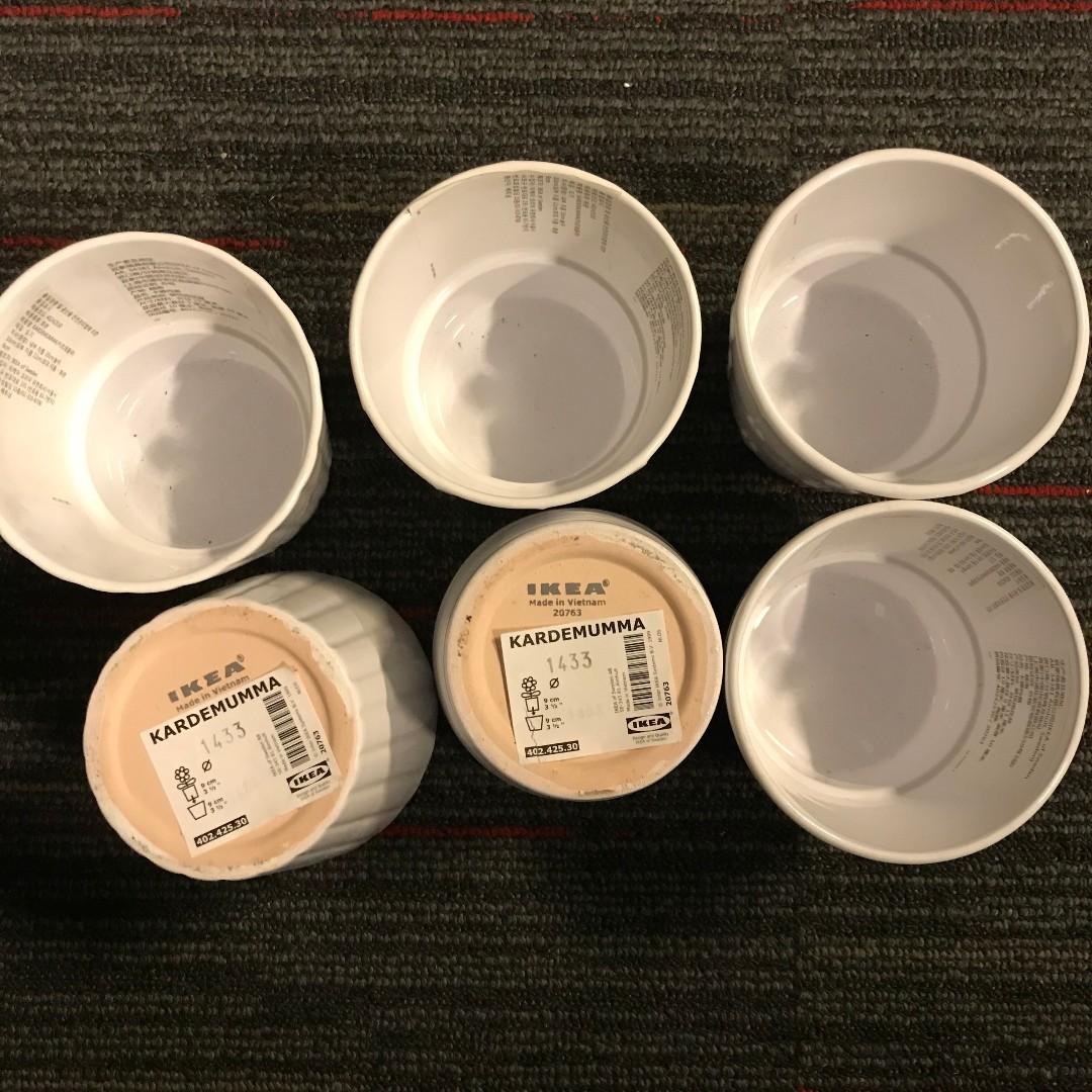 Ikea KARDEMUMMA White Ceramic Flower Plant Pots, Furniture & Home Living, Gardening, Pots