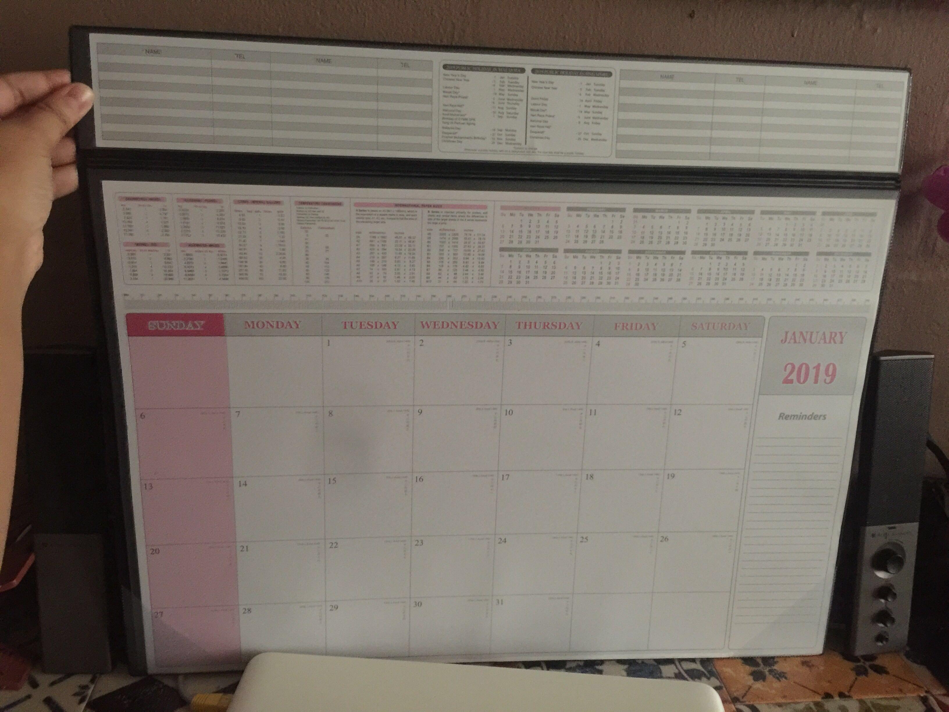 Personal Desk Table Planner 2019 Malaysia Calendar With Public
