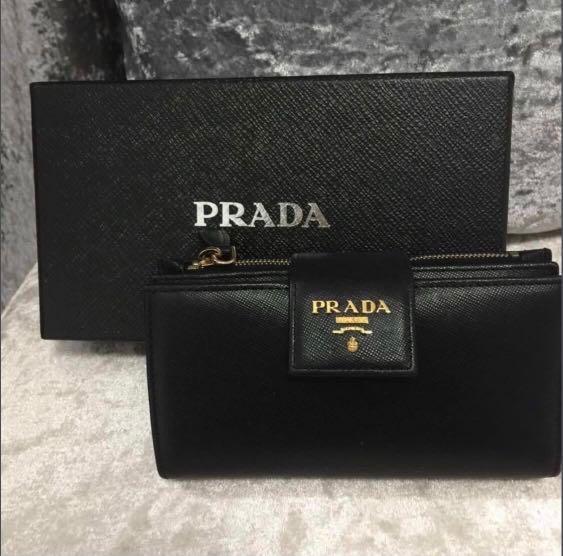 Prada medium saffiano tab wallet shop