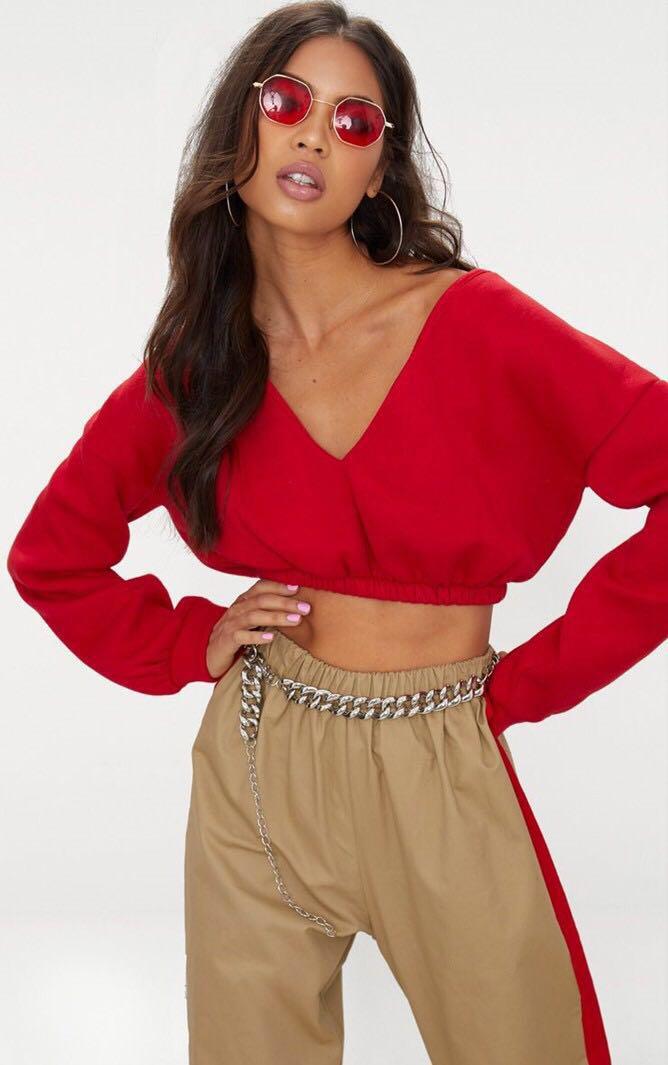 Red Off the Shoulder Sweater Women s Fashion Tops Other Tops on