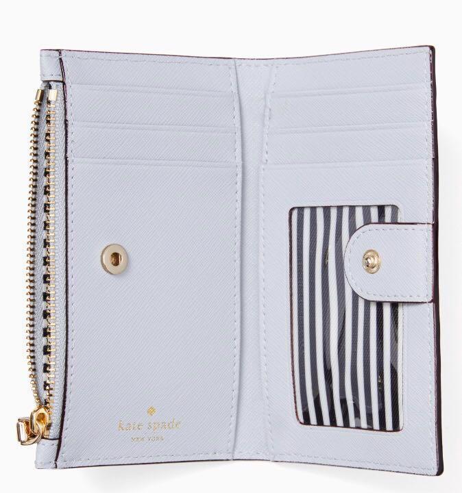 SALE Kate Spade Cameron Street Mikey Small Bifold Wallet Stony Blue Ice Blue Grey Women s Fashion Bags Wallets Wallets Card Holders on Carousell