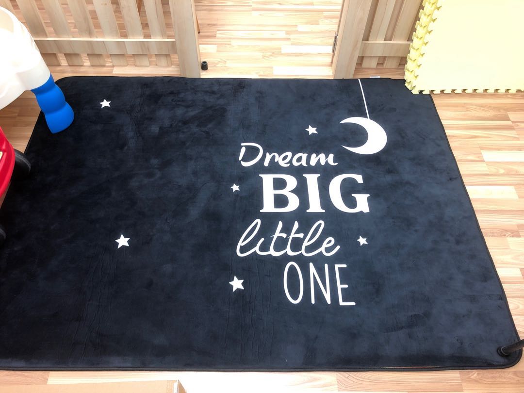 Used Velvet Carpet For Kids Dream Big Little One Black And White