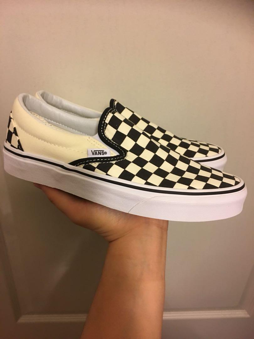 Checkerboard vans slip on price top