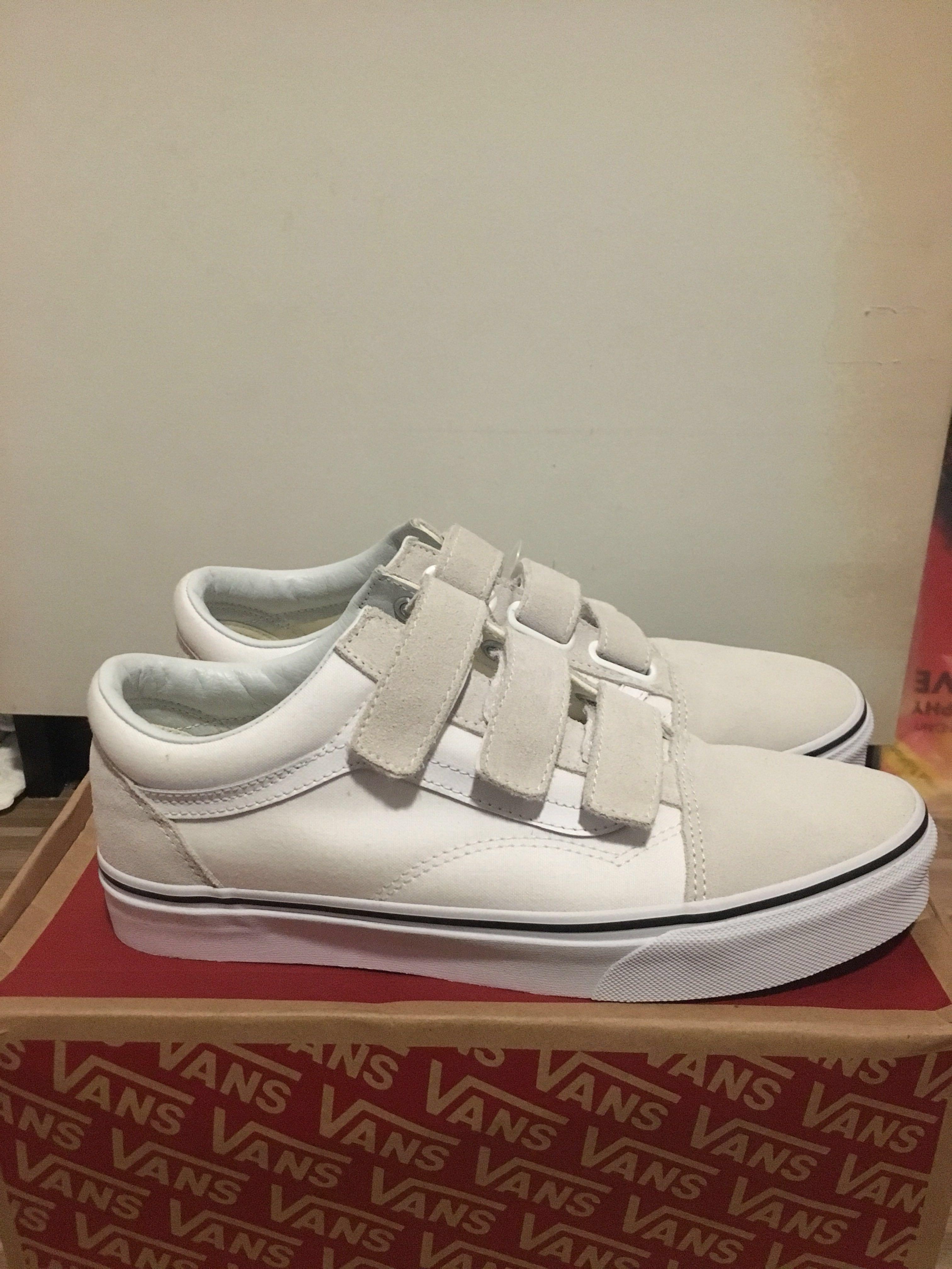 all white strap vans