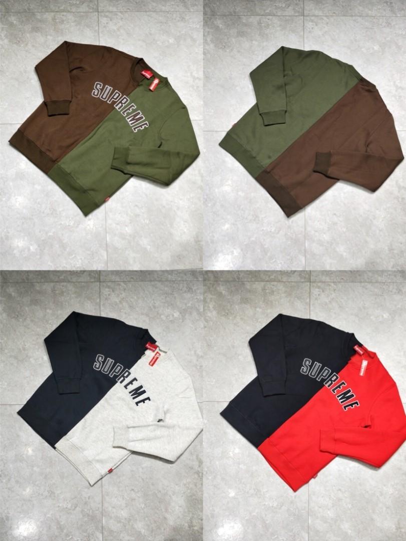 1 Supreme 18FW Split Crewneck Sweatshirt …麻$290, 男裝, 外套及戶外