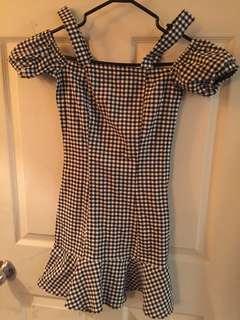 H&M checkered off shoulders dress