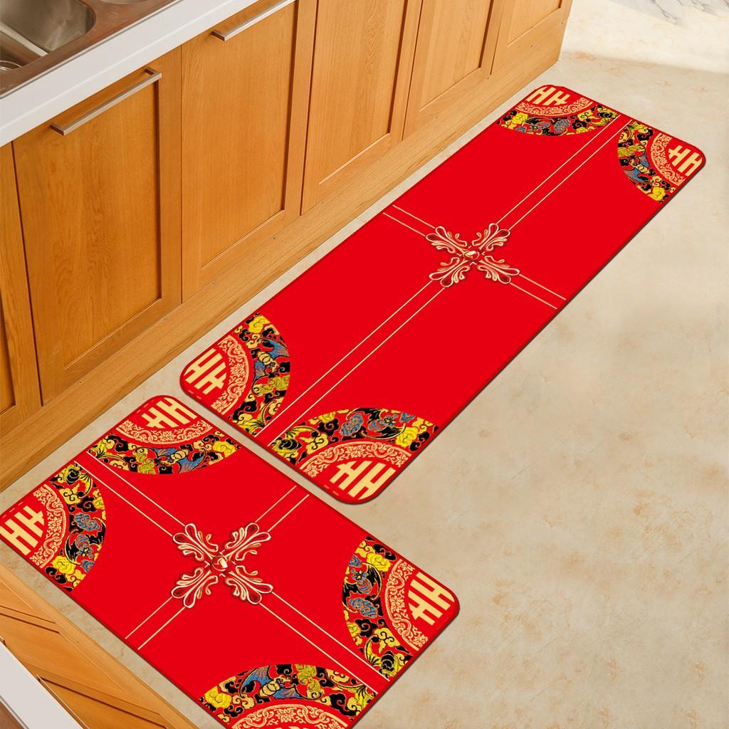 2pcs Chinese Wedding Kitchen Mats Xi Word Area Rugs Big Red Non Slip Carpets Furniture Others On Carousell