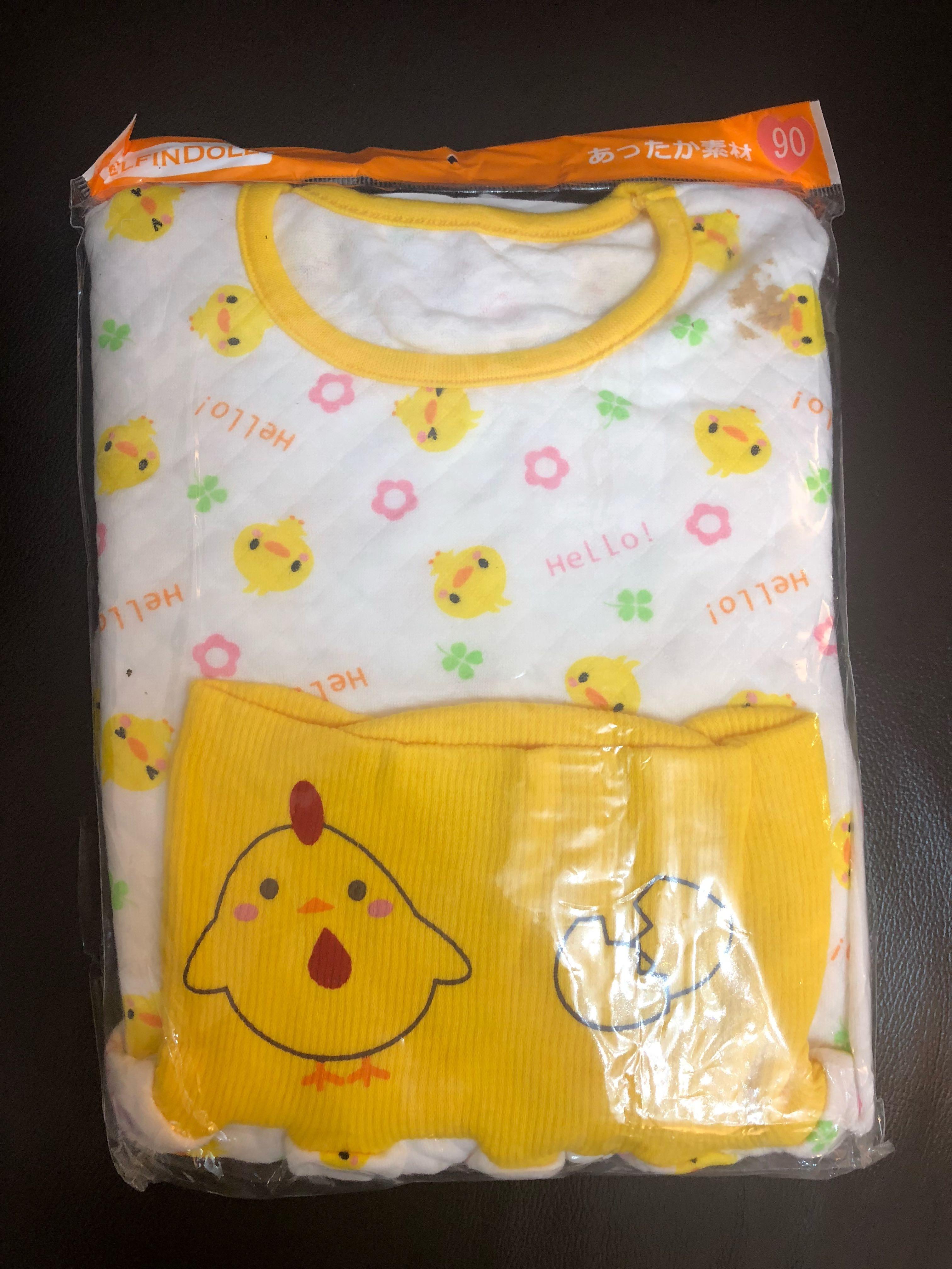 推薦 80cm 90cm 秋冬款出口日本西松屋雞仔睡衣 家居服套裝包肚褲 空氣棉 兒童 孕婦用品 時裝 Carousell