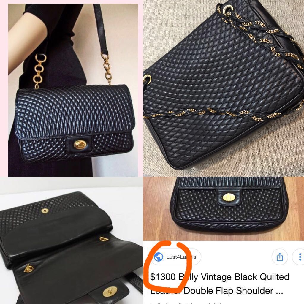 bally quilted chain bag