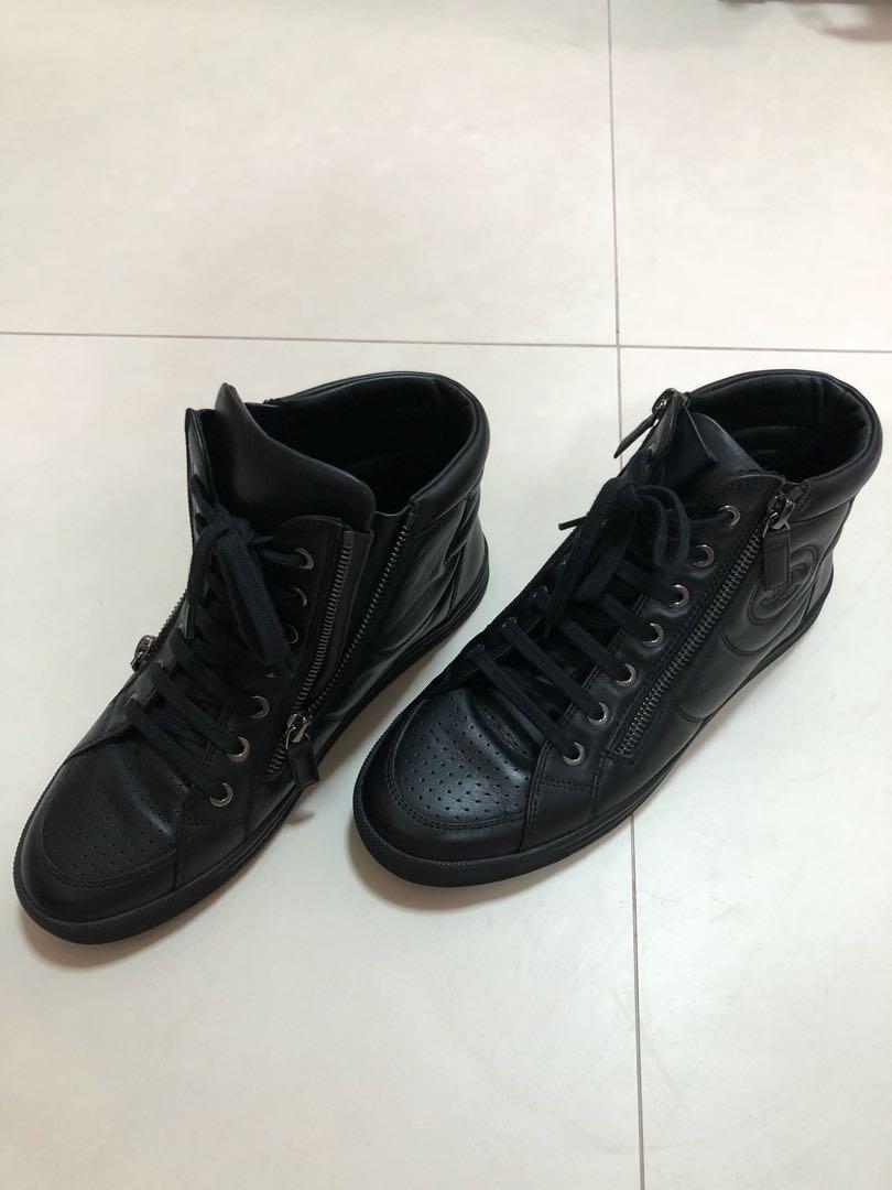 black leather sneaker booties