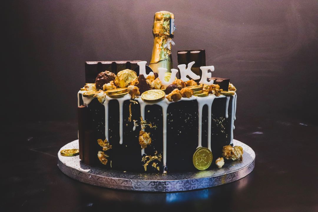 Black Gold Cake Champagne Cake Customised Cakes 21st Birthday