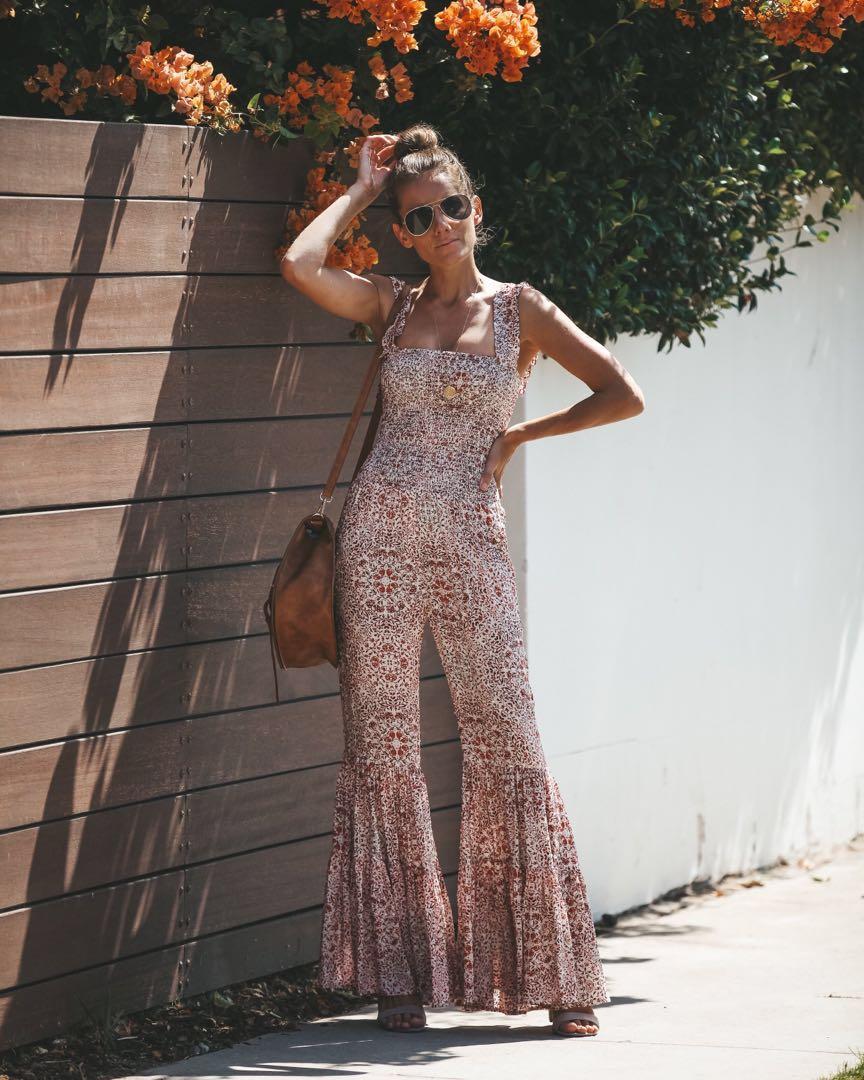 Smocked bell new arrivals bottom jumpsuit