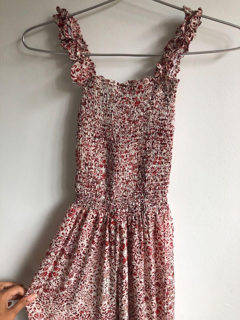 smocked bell bottom jumpsuit