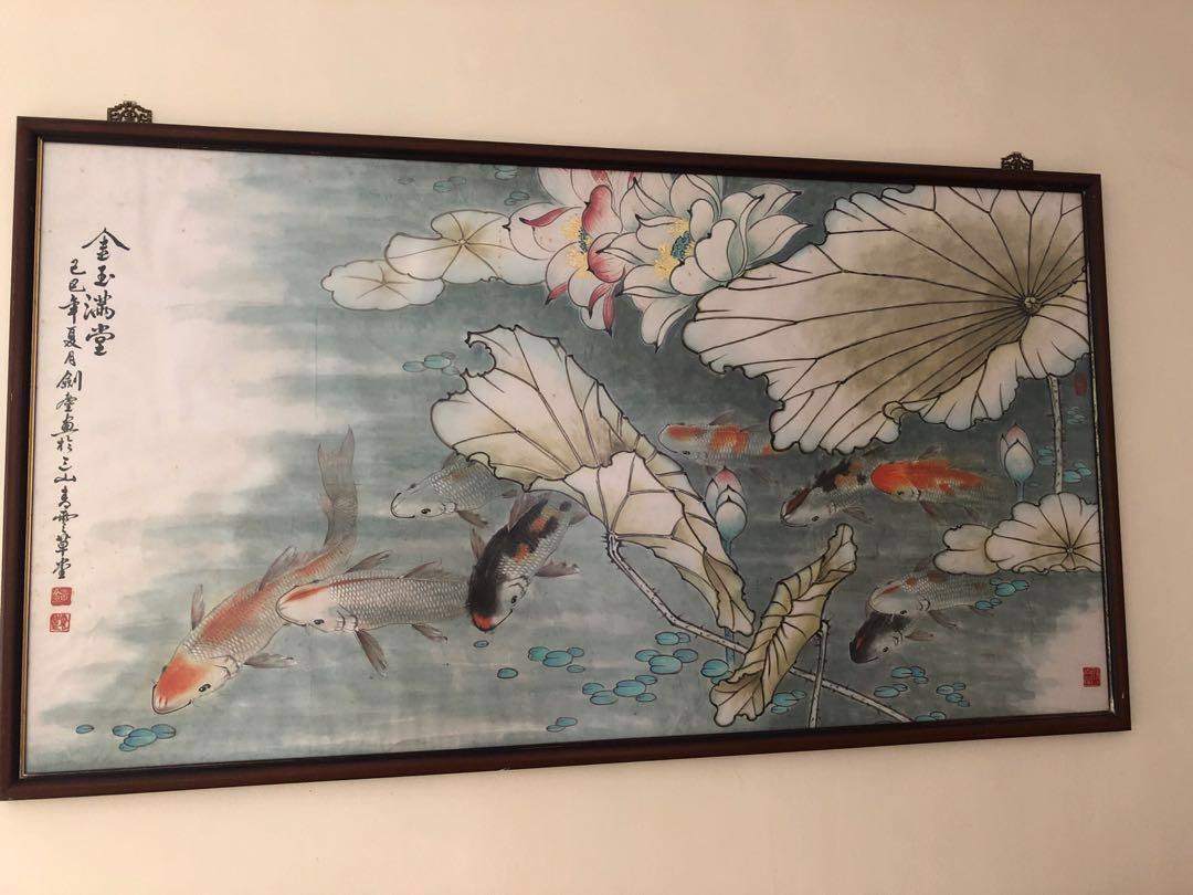 Chinese Painting Of Carps Moving Out Sale Everything Else On