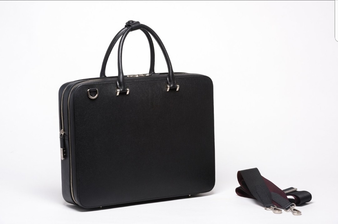 Faire Leather Co. Bond CG Travel Briefcase in Black (CrossGrain