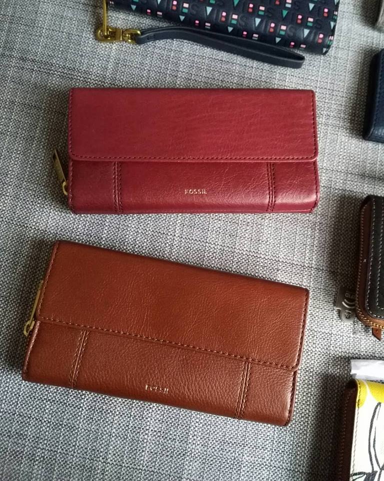 Fossil Jori RFID Flap Clutch Wallet Maroon