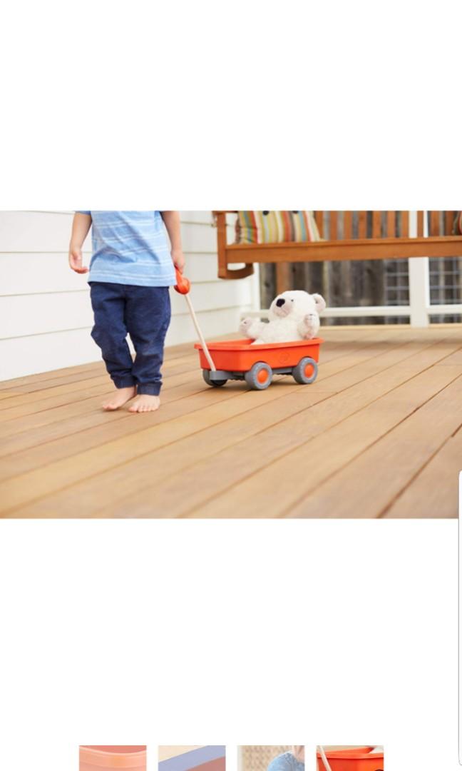 green toys wagon outdoor toy orange