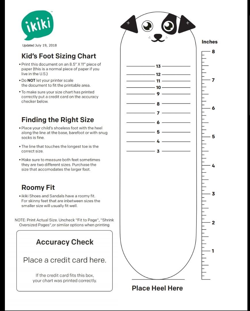 Ikiki Shoes Size Chart