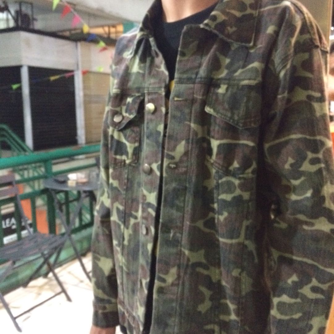 Jaket denim army on sale