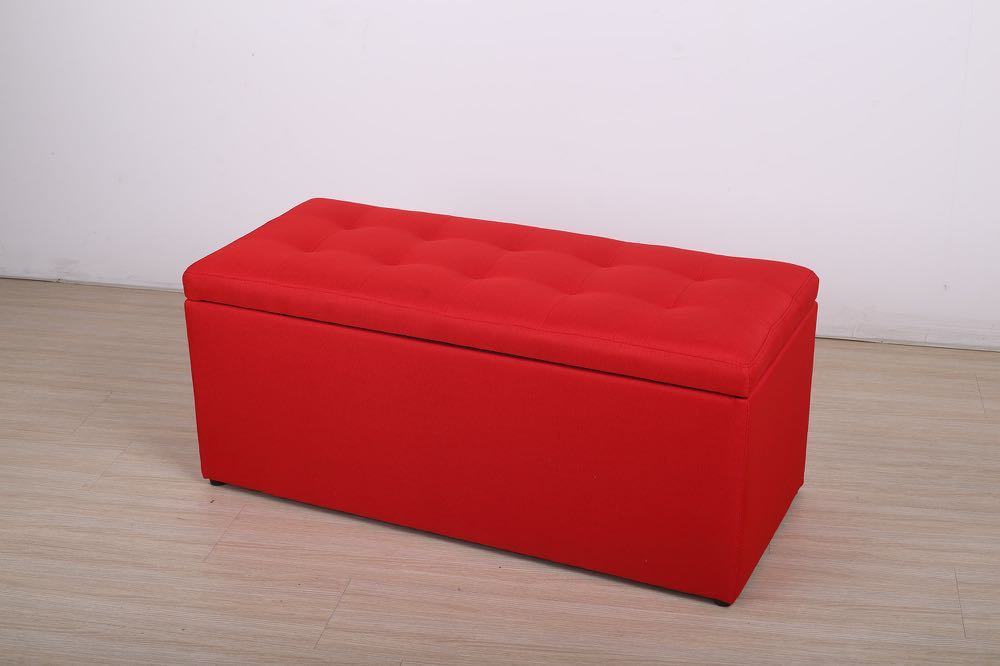 Large Fabric Ottoman Red Storage Bench Furniture Home Living Improvement Organisation Boxes Baskets On Carou Large Fabric Ottoman Red Storage Bench, Storage Bench Red
