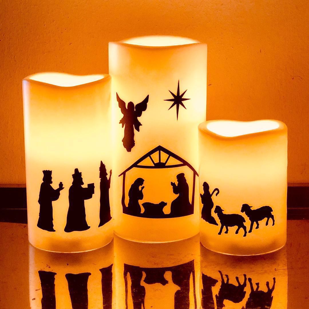 LED Candle Silhouette Nativity Scene, Hobbies & Toys, Stationery