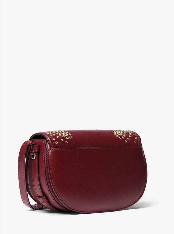 michael kors cary medium grommeted leather saddle bag