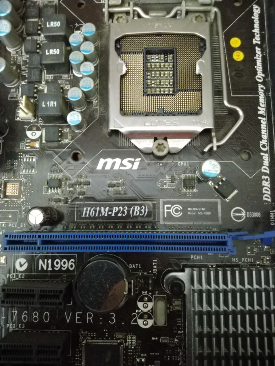 Msi h61m-p23 (b3) lga 1155 motherboard, Computers & Tech, Parts ...