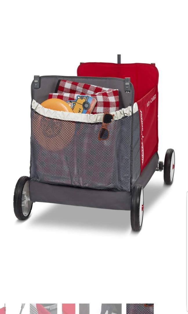 radio flyer kid & cargo folding wagon with 2 versatile seats and canopy