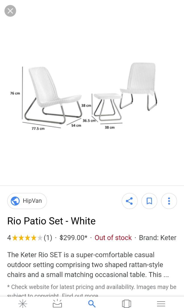 Rio Keter 3piece Balcony Furniture Set, Furniture & Home Living