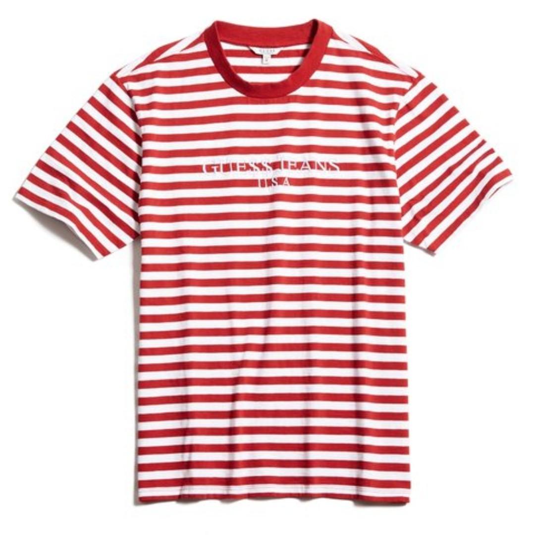Asap rocky red sales and white striped shirt