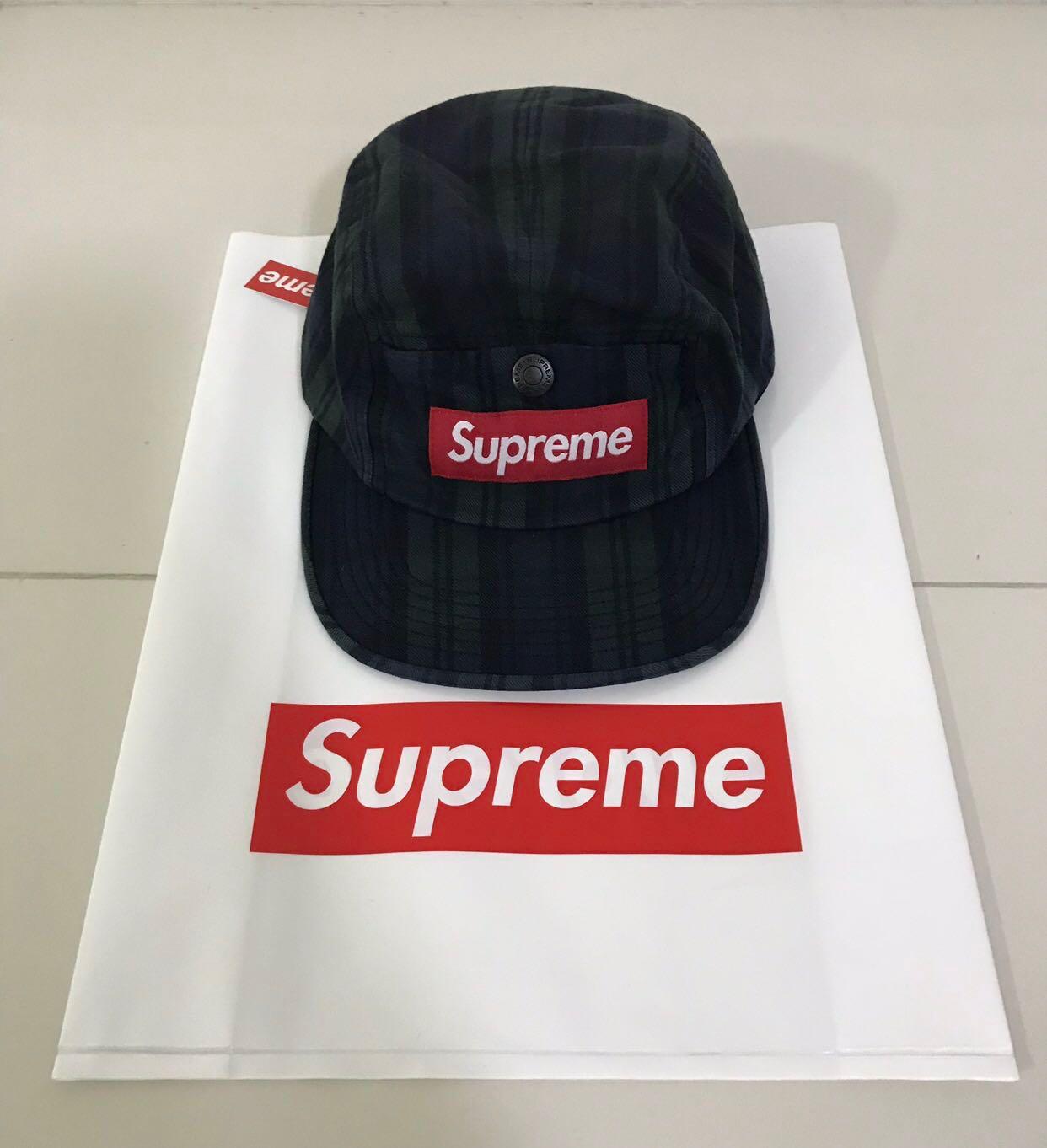 supreme snap button pocket camp cap