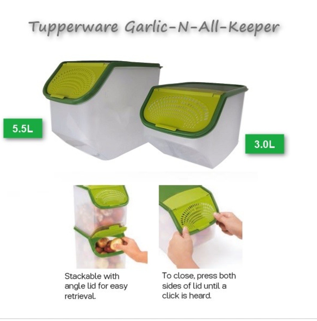 Tupperware Garlic Keeper Green, Furniture & Home Living, Kitchenware