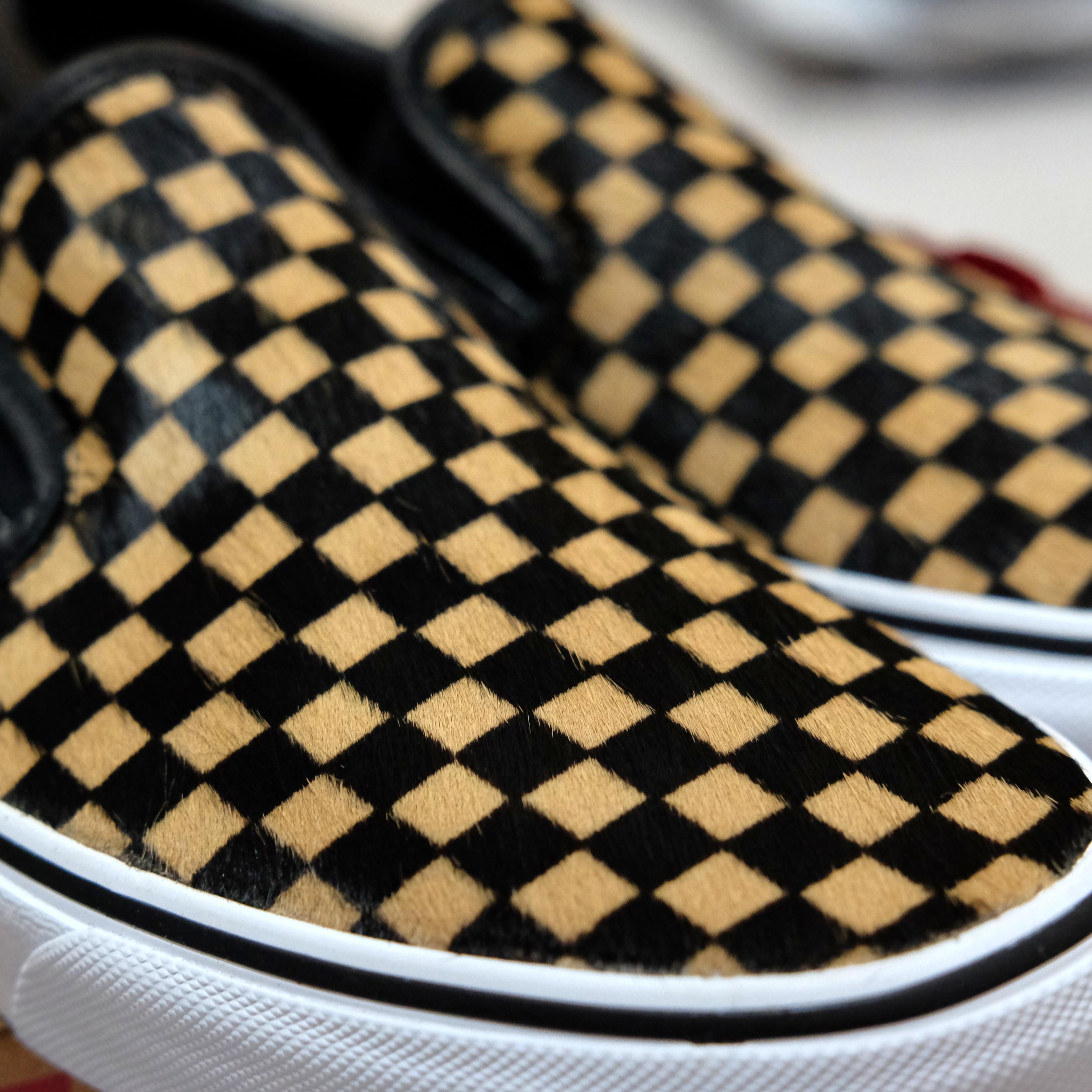 LAST CALL US8 Vans Calf Hair Checkerboard Slip On Sneakers Men s