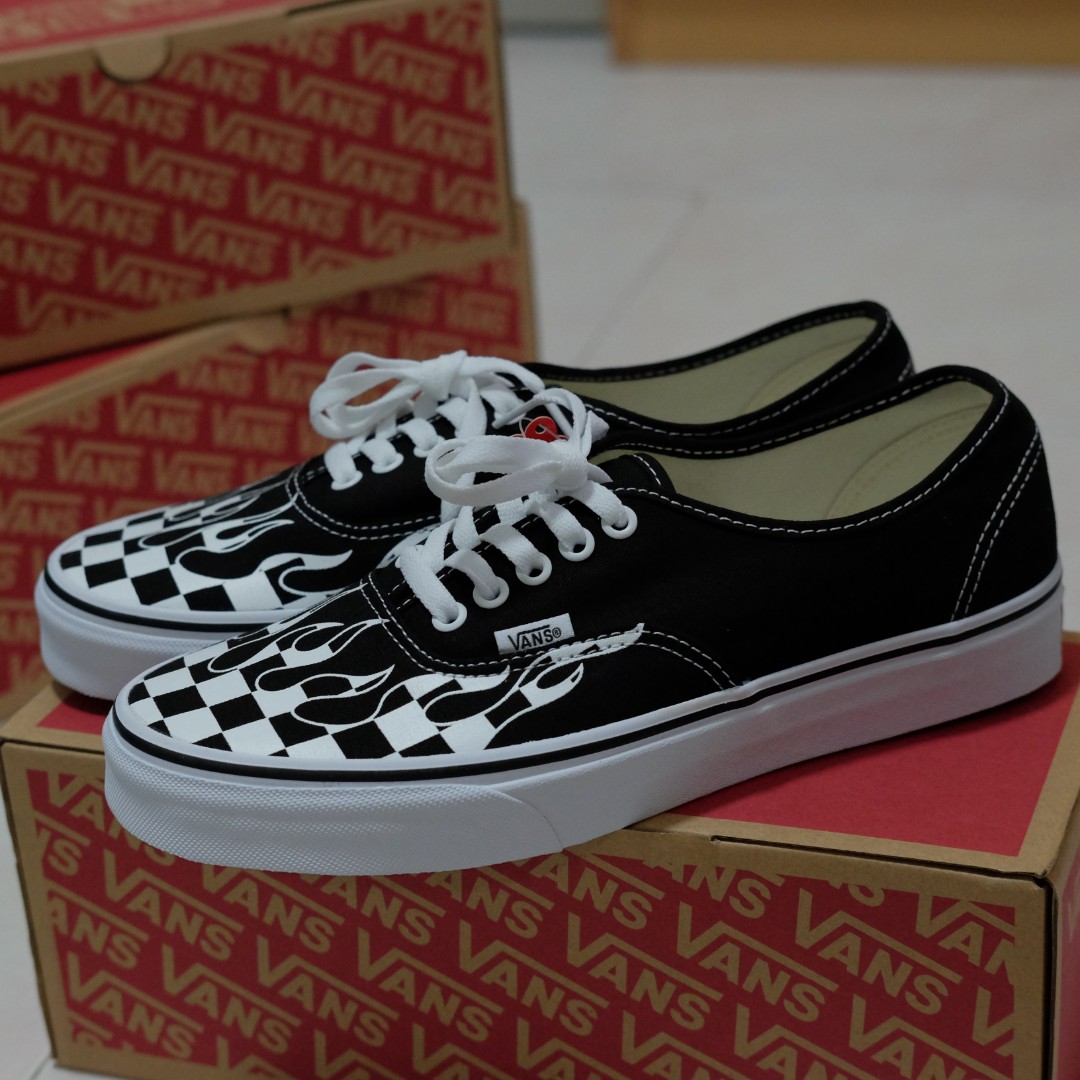 vans authentic checker flame shoes