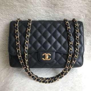 Like New⚡️Chanel Jumbo Black Caviar Gold Hardware Single Flap