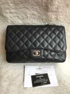 Chanel Jumbo Black Caviar Silver Hardware Receipt