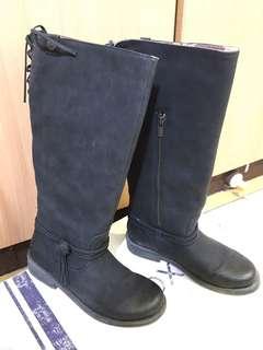 ROXY 流蘇綁帶長靴，EUR 40/USA 9，黑色，只穿過一次
