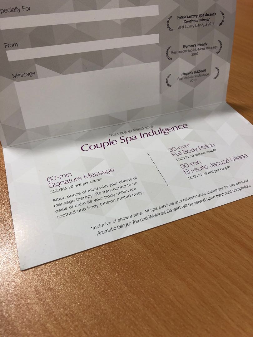 Couples spa voucher clearance