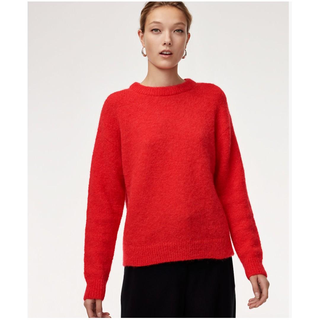 Aritzia Babaton Calvin Sweater in Red Small Perfect Condition Women s Fashion Clothes on Carousell
