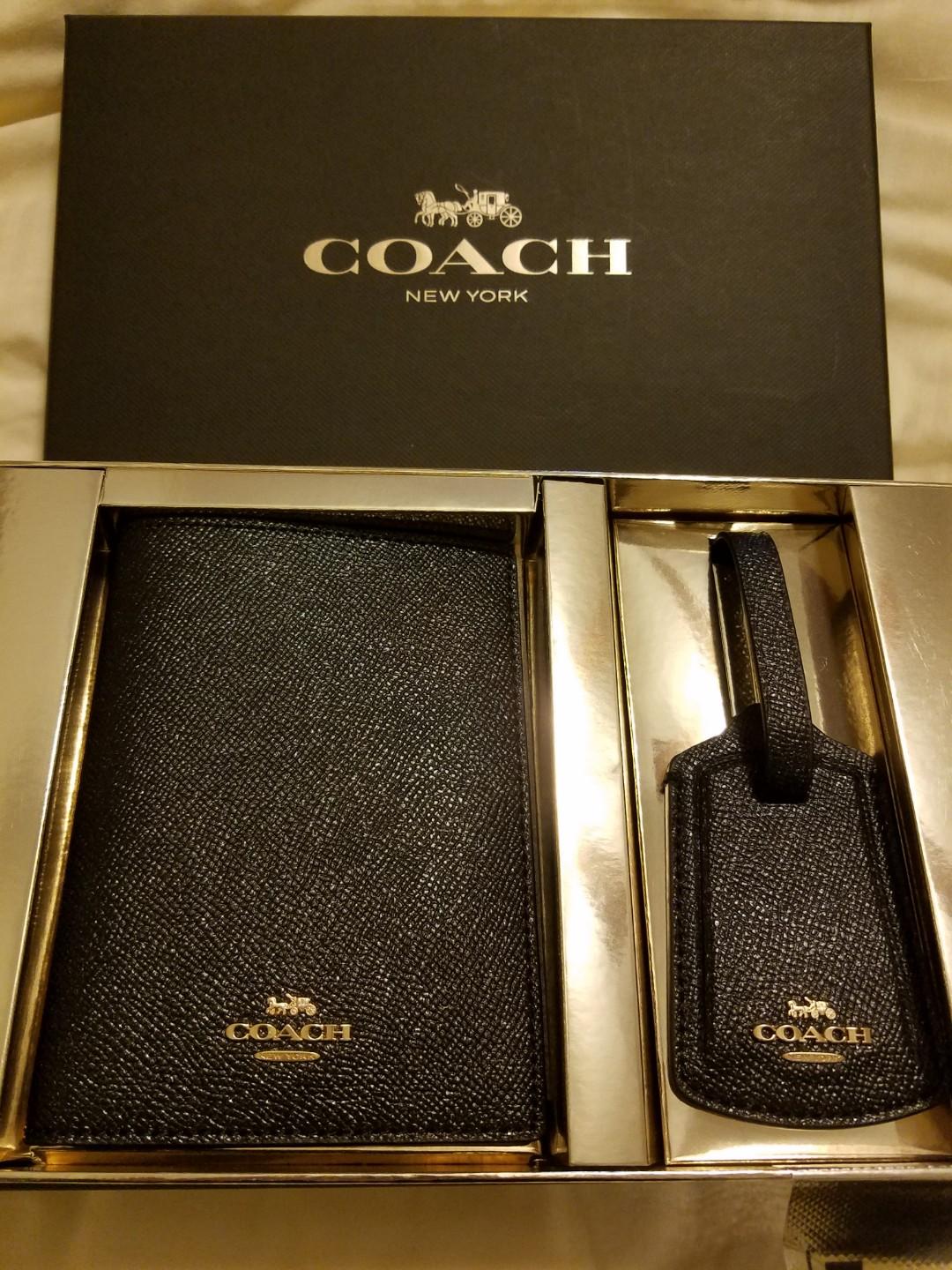 Brand New Coach Passport Cover and Luggage Tag Set