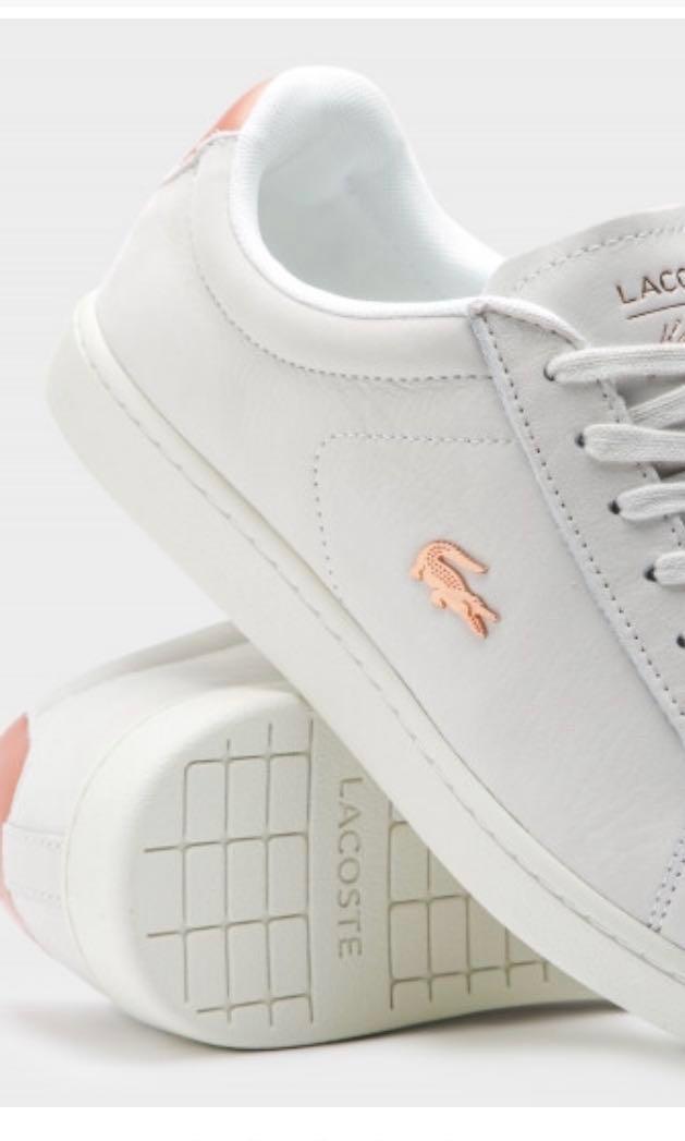 lacoste white and rose gold trainers