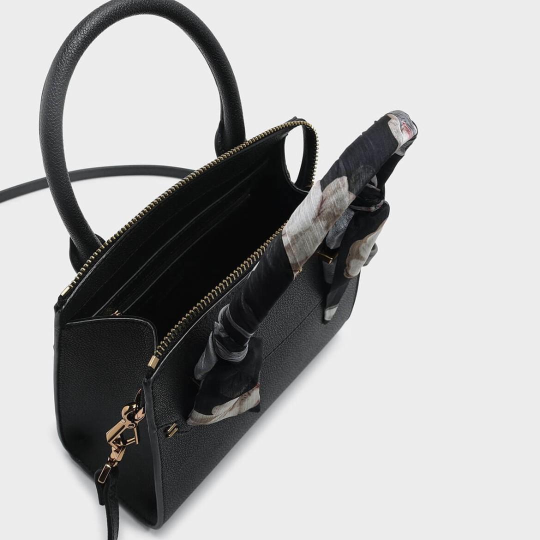 Charles Keith Black Scarf Wrapped Handle Bag Women S Fashion