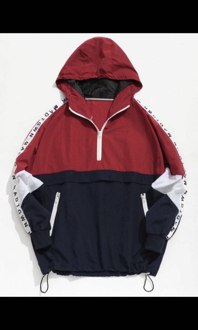 Half zip letter striped hoodie outlet