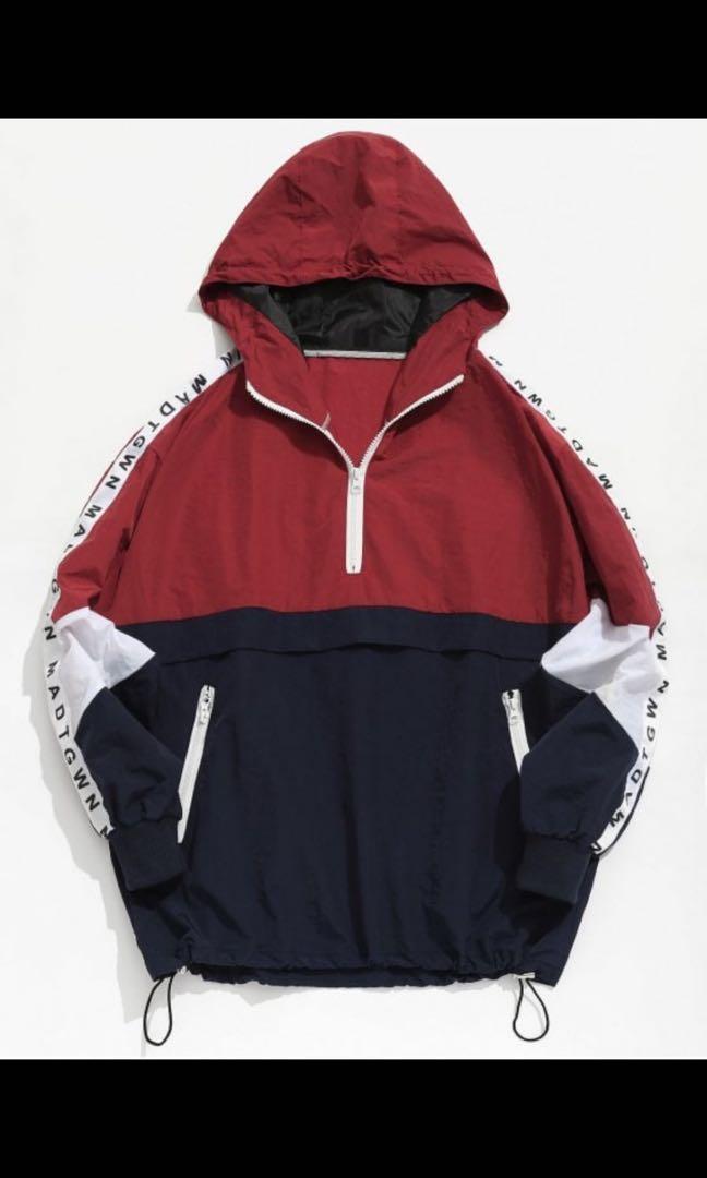 Colour Block Zipper Striped Hoodie Jacket Men s Fashion Coats Jackets and Outerwear on Carousell