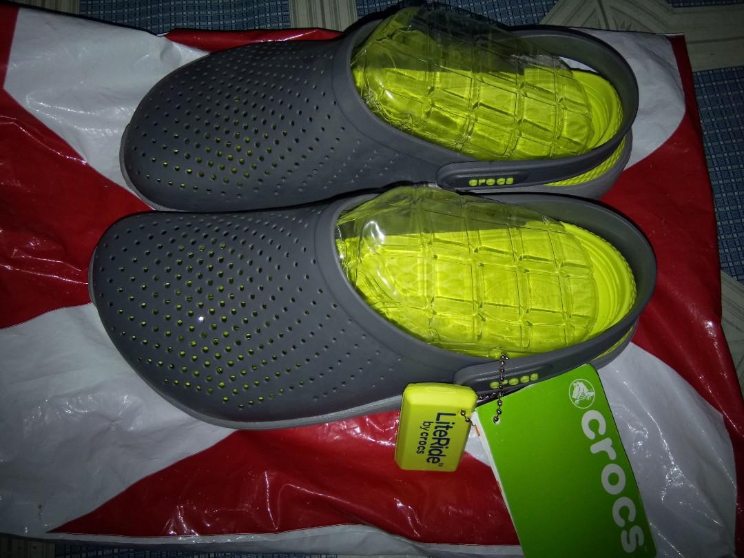 crocs gray and green