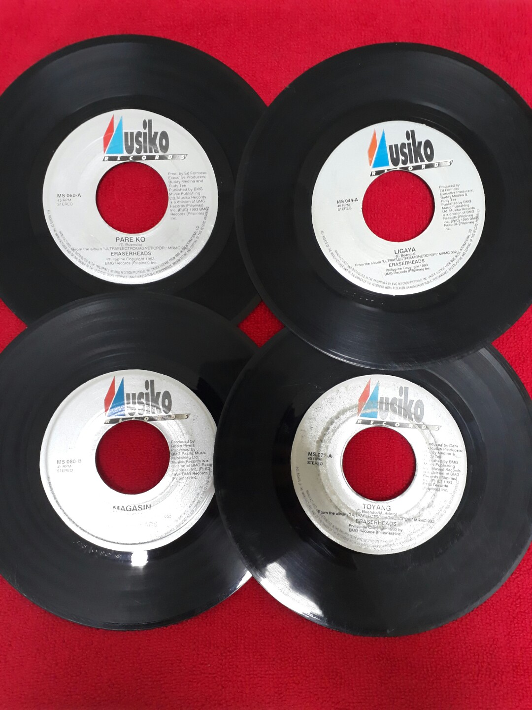 Eraserheads 45's (Lot of 4 7inch Vinyl Records), Hobbies & Toys, Music